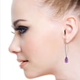 thumbnail image 3 of Galaxy Gold 14K Solid Gold Natural Diamond & Amethyst Drop Earrings for Women - White Gold Fine Jewelry, 3 of 3