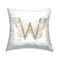 Stupell Industries Butterfly Letter W Square Decorative Printed Throw Pillow, 18 x 18