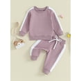 thumbnail image 4 of Lamuusaa Baby Girls 2Pcs Outfit,Long Sleeve Crew Neck Sweatshirt with Elastic Waist Sweatpants Fall, 4 of 9