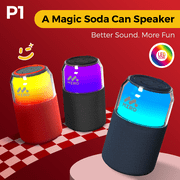 Miro P1 360° Surround Stereo LED Can Speaker, TWS Wireless Dual Channel Audio, Bluetooth 5.4, 10m Range, 10 Hours Playtime(Red)