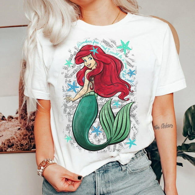 Disney La Petite Sirène Ariel's Song Notes de Musique, Chemise Assortie Famille Disneyland - Blanc - P