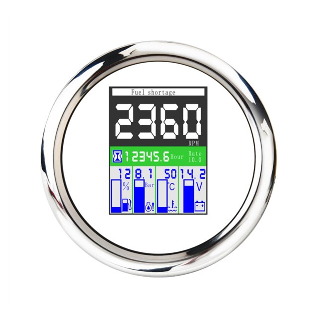 85mm Tachometer Meter 5 in 1 Multi-functional TFT Screen Fuel Level Water Temp 0~10Bar Oil Pressure Gauge For Car Boat Yacht ,Wide Applicability