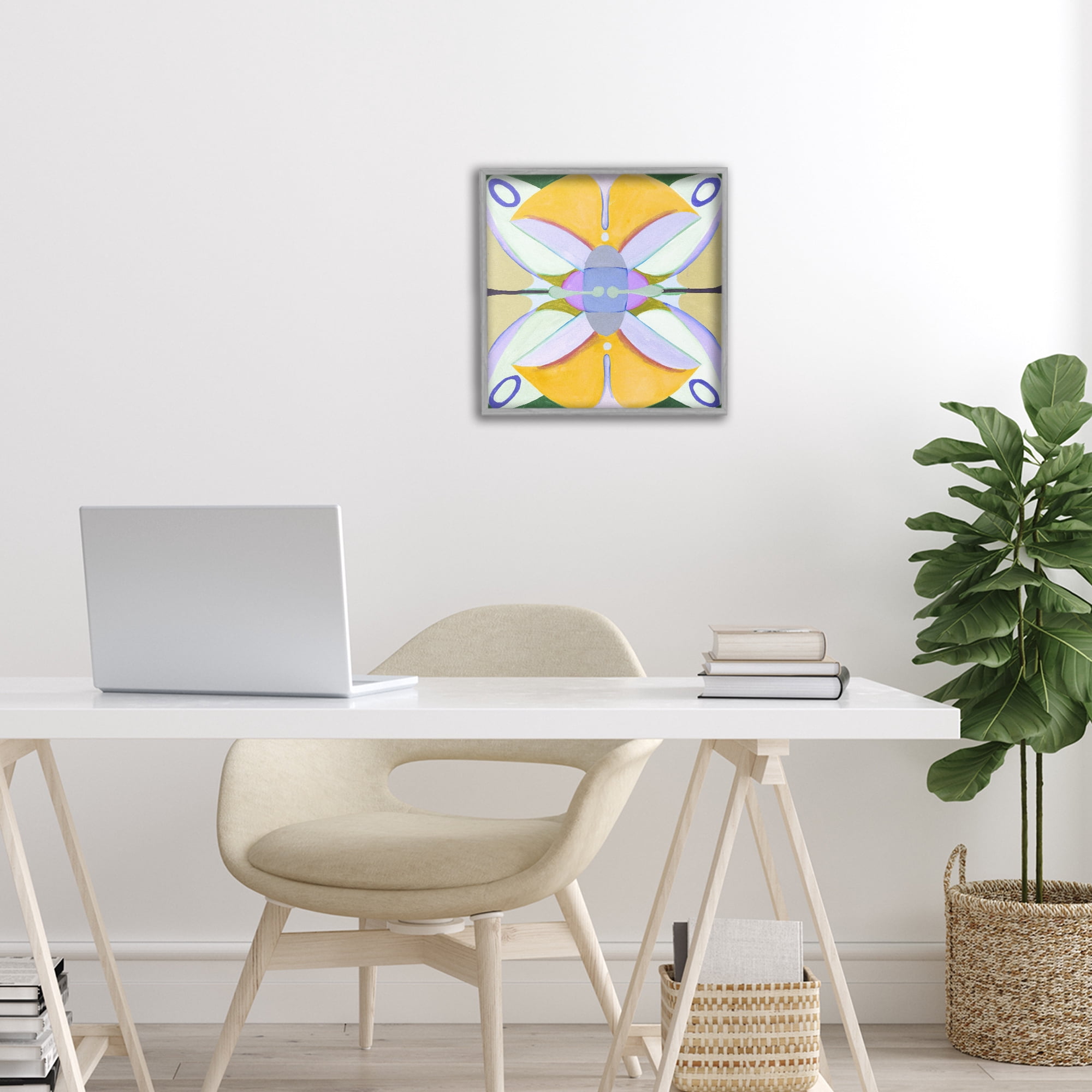 Stupell Industries Warm Revival Kaleidoscope Gray Framed Giclee Art, design by Melissa Wang