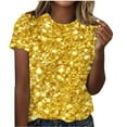 thumbnail image 2 of Fiudx Tops para Mujer Camiseta Informal de Manga Corta con Cuello Redondo y Estampado a La Moda para Mujer, 2 of 4