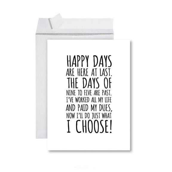 Koyal Wholesale Funny Jumbo Retirement Card With Envelope , Greeting Card, Retirement Poem