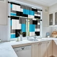 thumbnail image 2 of Light Blue Kitchen Curtains Black Grey Window Curtains Valance and Tier Set of 3, White Modern Rod Pocket Short Tier Curtain for Bathroom, Abstract Small Modern Small Kitchen Decor 52" x 24", 2 of 5