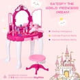 thumbnail image 4 of Pretend Play Girls Vanity Set with Mirror and Stool 21 PCS - Kids Makeup Vanity Table Set with Lights and Sounds - Kids Beauty Salon Set Includes Fashion Hair & Makeup Accessories & Blowdryer, 4 of 5