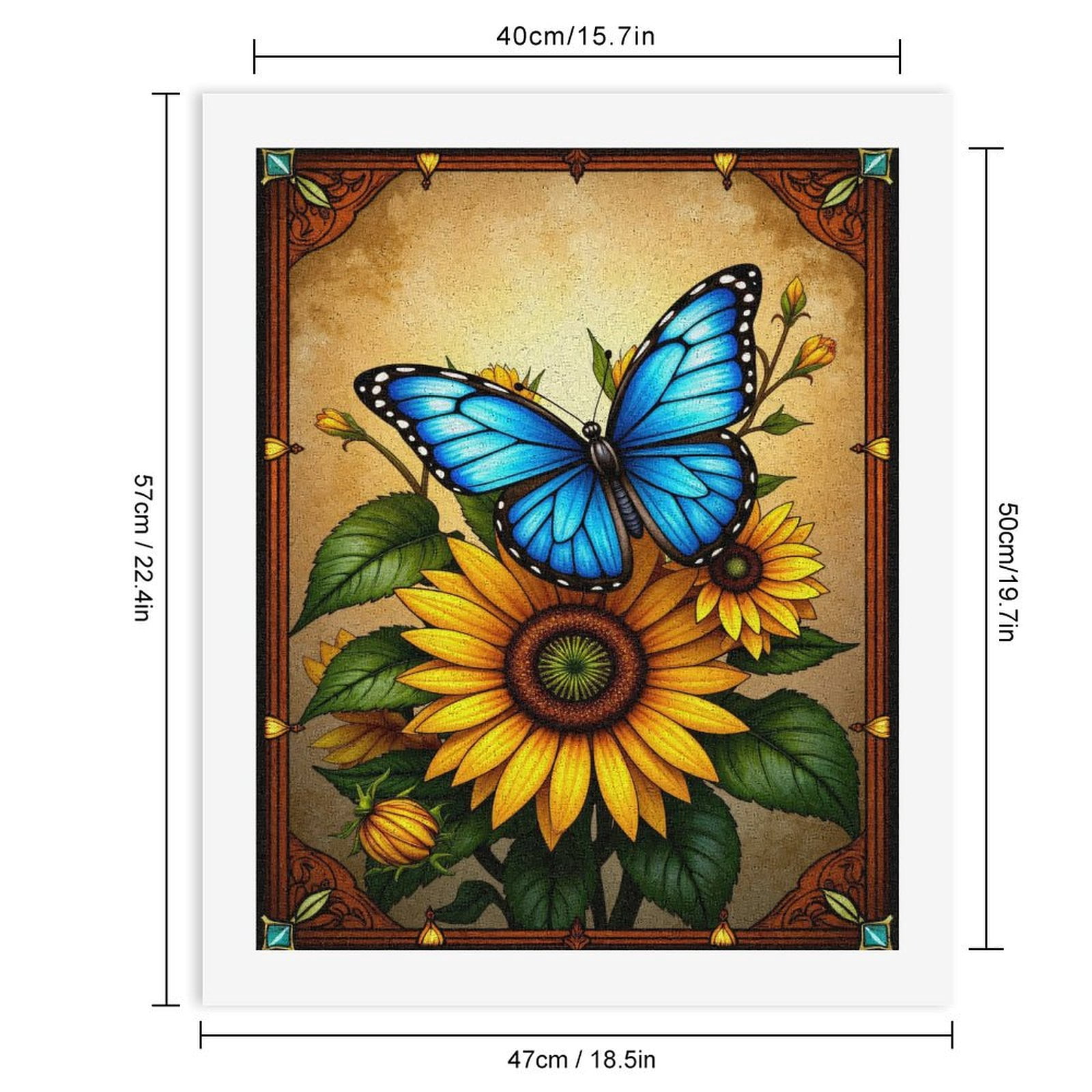 Paint By Numbers Kit for Adults Beginner - DIY Blue Butterfly Sunflower Art Canvas Painting Kits for Adults, Frameless Paint By Number for Adults for Home Wall Decor 16x20 Inch