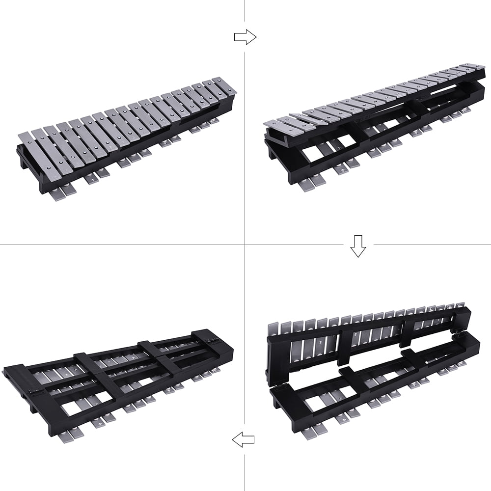Foldable 30 Note Glockenspiel Xylophone Wooden Frame Aluminum Bars Educational Percussion Musical Instrument Gift with Carrying Bag