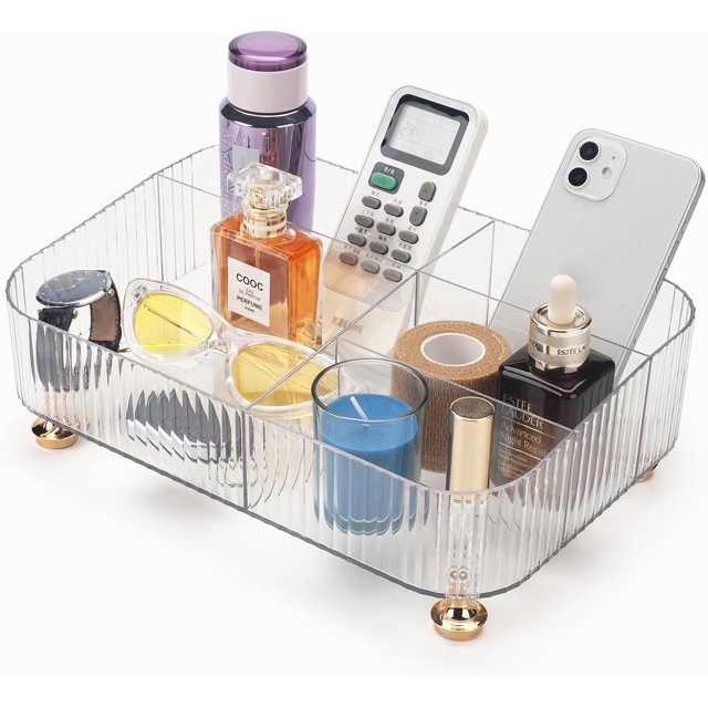 Tray, Perfume Organiser, Bathroom Vanity Tray, Dresser Tray for Cosmetics, Skincare, Lotions, Clear