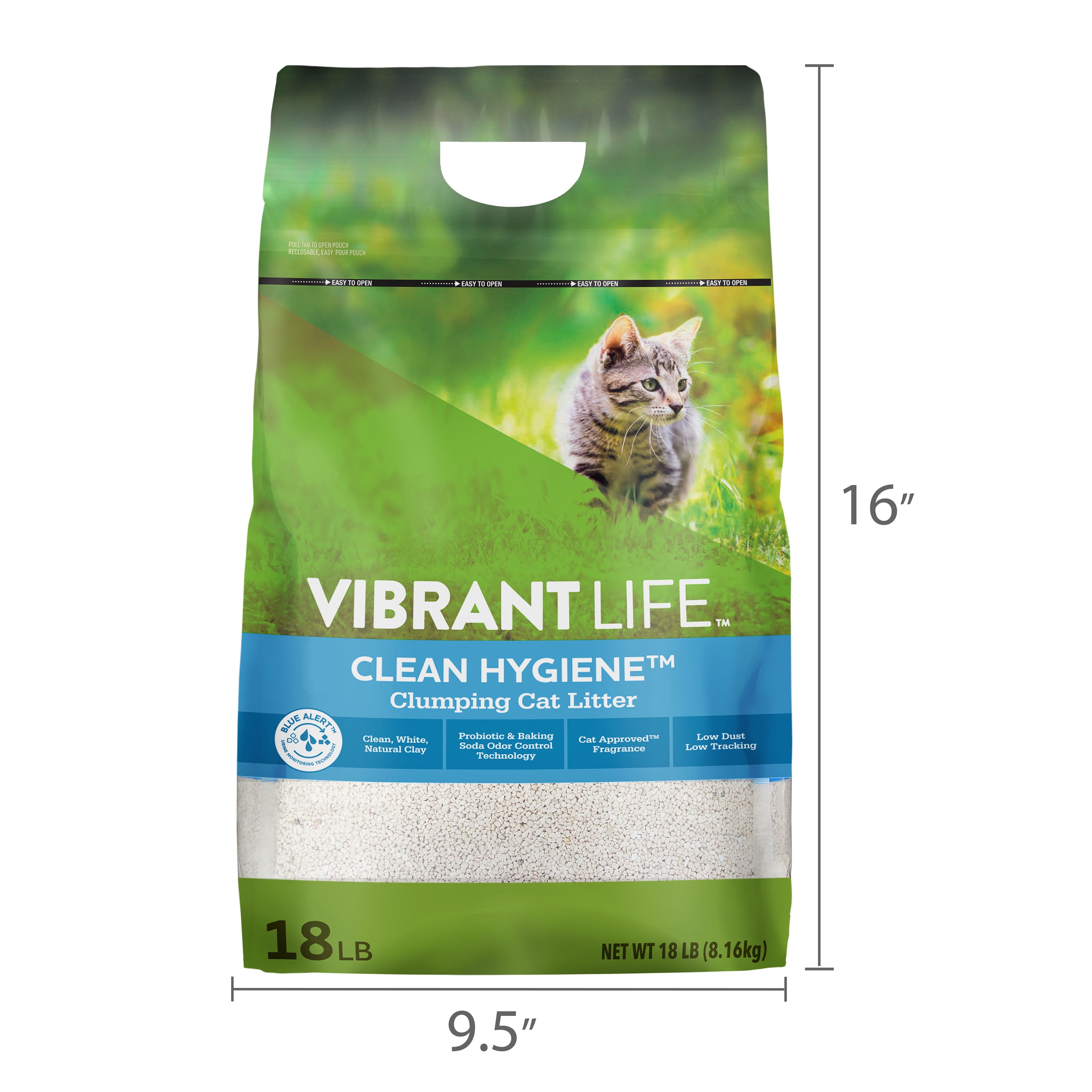 (3 pack) Vibrant Life Clean Hygiene Clumping Cat Litter, 18 lb Bag