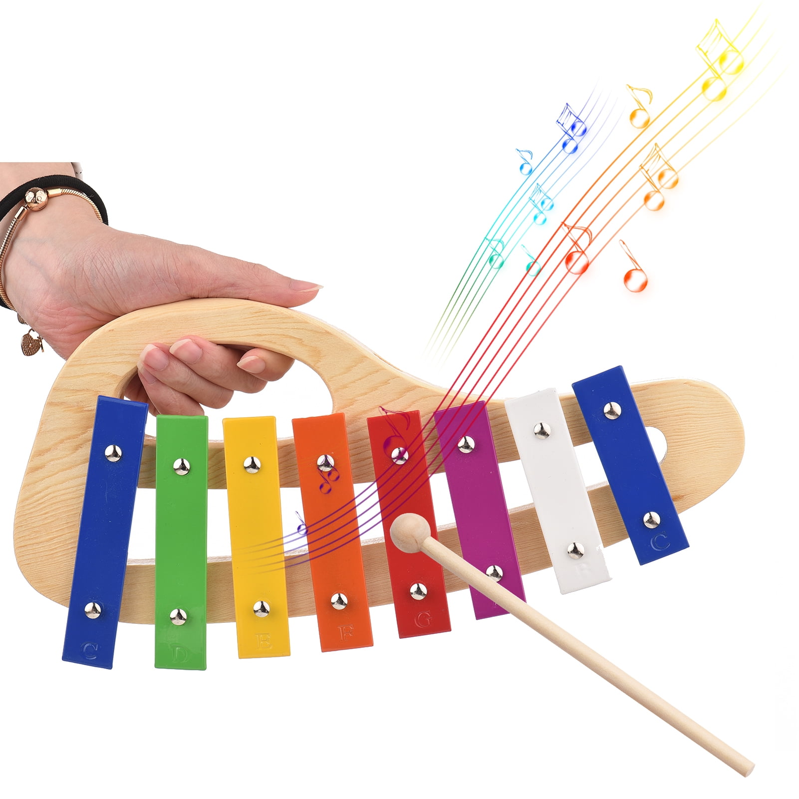 Dcenta Wooden Xylophone, 8 Notes Toddler Xylophone Glockenspiel Musical