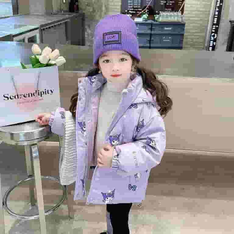 華麗 Sanrios Anime Kuromi Winter Thick Warm Children Down Clothing