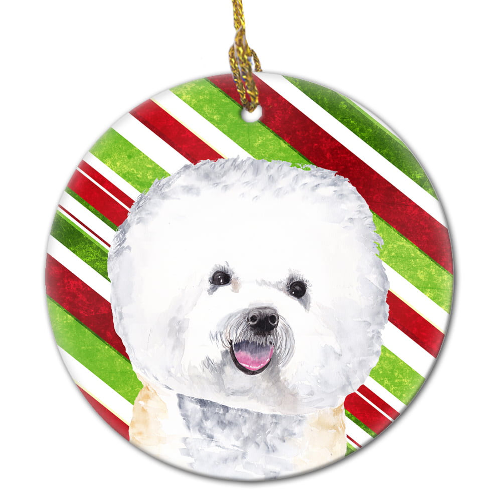 Holiday Pet Gifts Bichon Frise Reindeer Dog Porcelain Christmas Ornament 