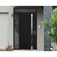 thumbnail image 3 of Front Exterior Prehung Steel Door / Cynex 6777 Black / Side and Top Exterior Window / Stainless Inserts Single Modern Painted-W36+14" x H80+16"-Left-hand Outswing, 3 of 6