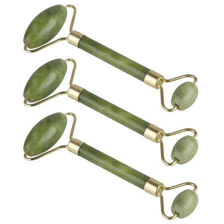 TSV Jade Face Roller Massager, Real Jade Roller with 100% Natural Jade Stone, Use on Face, Body, Sensitive Under Eye Skin, Effective Jade Roller Therapy for New Skin, Anti-Aging(Pack of