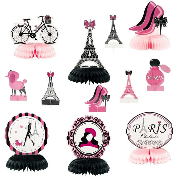 Haooryx Paris Honeycombs Centerpieces Party in Paris Party 12Pcs