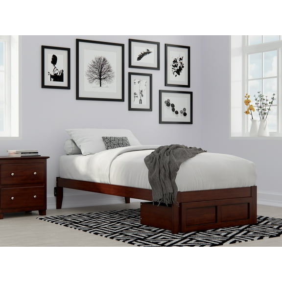 Colorado Twin Extra Long Bed with Foot Drawer and USB Turbo Charger in Walnut