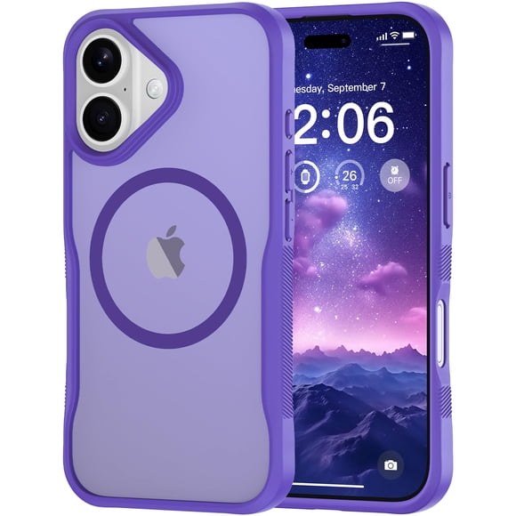 Funda de teléfono Diverbox para iPhone 16, color violeta lavanda con MagSafe