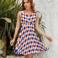 thumbnail image 7 of Orange And Blue Traditional Argyle All Over Print Sundress Sleeveless Dress Summer Women Clothes Dress for Women Dresses, 7 of 7