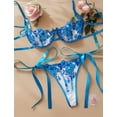 thumbnail image 6 of Ausing Bra and Panty Sets for Women Matching Underwear Bralettes Lace Mesh Push Up V Neck trappy Floral Embroidered Breathable Underwear 2 Piece Blue M, 6 of 6