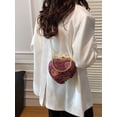 thumbnail image 5 of Women’s Burgundy Heart Shaped Clutch Purse, Sequin Beaded Evening Handbag with Chain Strap, 5 of 12