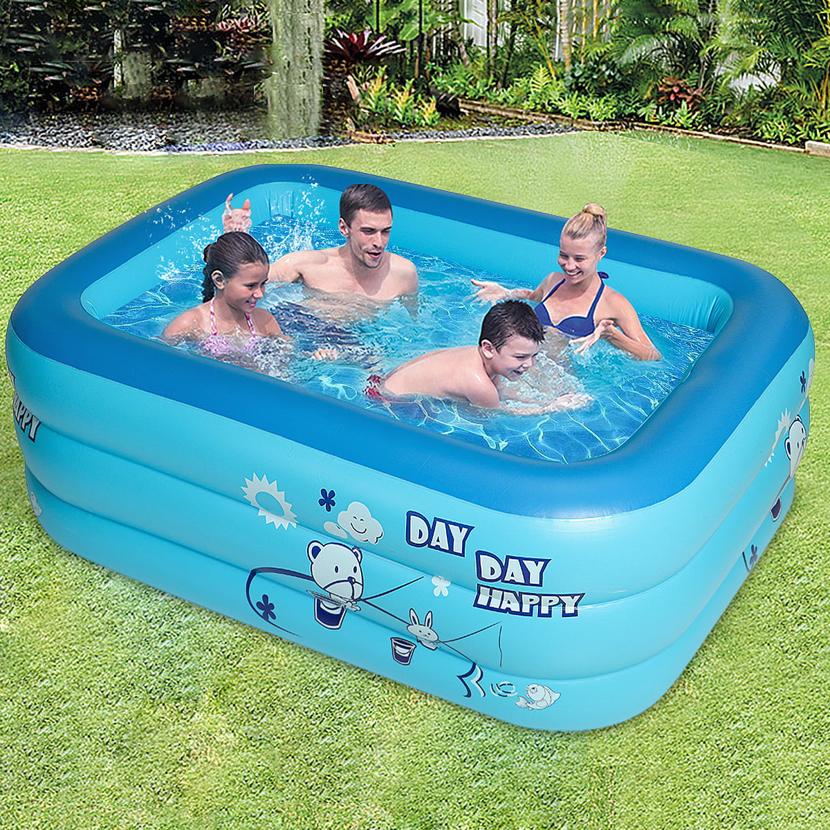 Details about   Rectangular Swiming Pool Above Gound Outdoor Summer Waterproof Kids Family Swim 