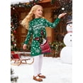 thumbnail image 5 of Aideaone Girls Sweater Dress Little Girls Christmas Knit Dresses Long Sleeve Xmas Cartoon Snowflake Print A Line Casual Holiday Party Sundress For 4-11Y, 5 of 6