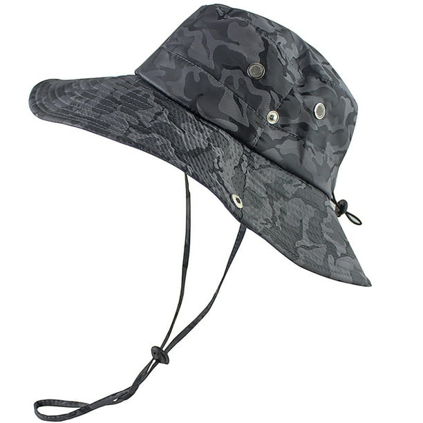 Valinks Wide Brim Boonie Hat For Outdoor Mesh Liner Camo Bucket Cap Hat For Travel Fishing Safari Sun Protection New Gray Default
