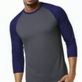 thumbnail image 5 of Men's 3/4 Sleeve Crew Neck Baseball Shirt, Casual Dynamic Cotton Raglan T Shirts, Navy/Charcoal Gray M, 1 Pack, 5 of 7
