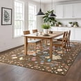 thumbnail image 5 of Washable Area Rug Non Slip, 9' x 12' Ultra Soft Low Pile Boho Floral Carpet for Living Room Bedroom, Polyester with TPR Backing, 5 of 8