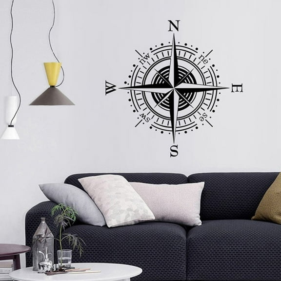 BH-JJSMGS Removable Wall Sticker Peel and Stick Compass Wall Decal for Living Room 23x23 Inches