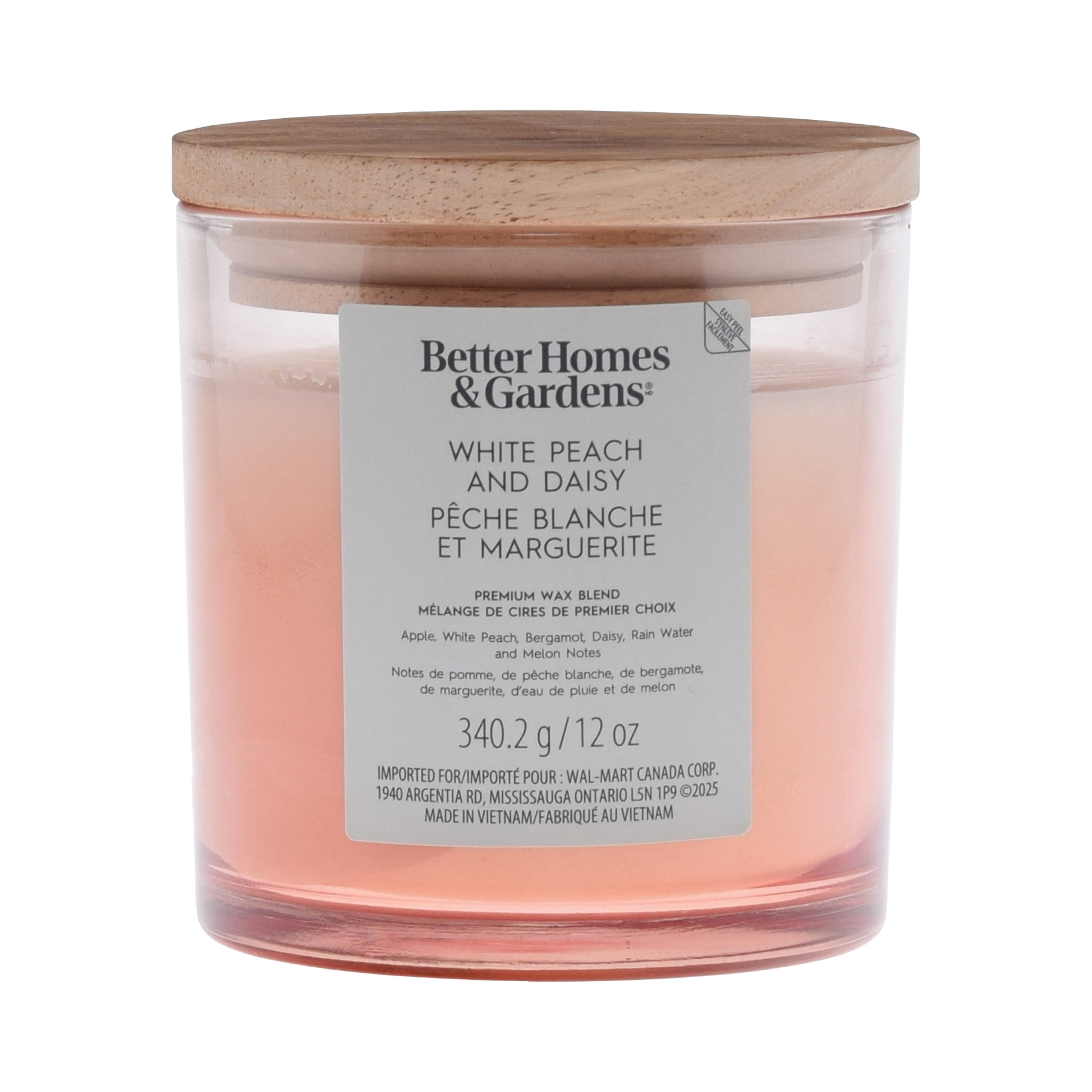 Better Homes & Gardens Scented 2-wick 12 oz. Parrafin Wax Ombre Jar Candle, White Peach & Daisy, Parrafin Wax Blend