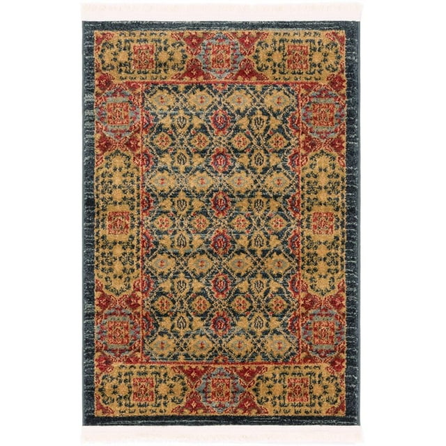 Unique Loom Palace Traditional Geometric Rug 2' x 3' Rectangle Navy Blue/Tan