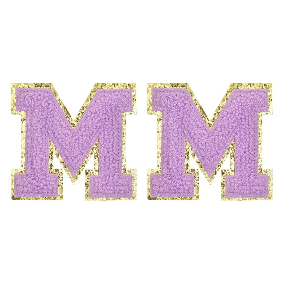 Uxcell Chenille Letter Patches 2.2" Self Adhesive Letter M Stick on Embroidered Patch for Clothing Repair (Purple, Pack of 2)