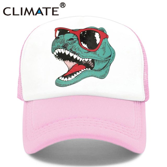CLIMATE Jurassic Dinosaur Trucker Cap Men Funny Cool Trucker Cap Jurassic Cool Black Mesh Cool Cap for Kid Adult FamilyKid 52-55cm Head Gao Jinjia LED