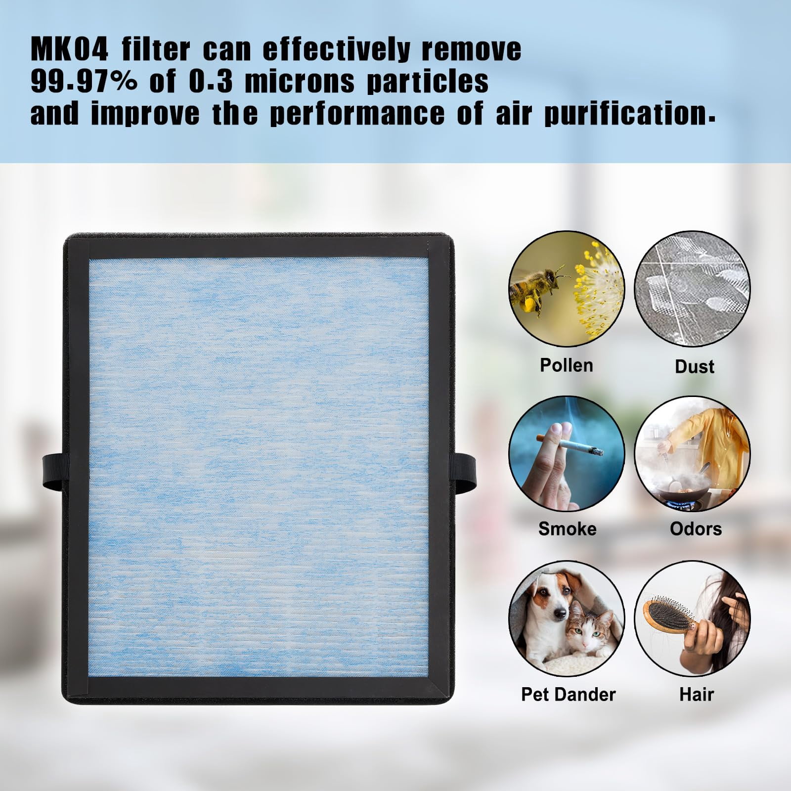 2 Pieces Hepa Air Filter, Aroeve Air Purifier Filter Replacement，Compatible with AROEVE MK04 MG04JH Air Purifier,4-Stage Filtration, for Eliminating Dust, Smoke, and the Like Air Purifier Filter