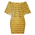 thumbnail image 6 of Brick Wall, Yellow Brick Stone Wall Sunlight Women's Off The Shoulder Ruffles Summer Wedding Guest Loose Casual Party Beach Dress, 6 of 9
