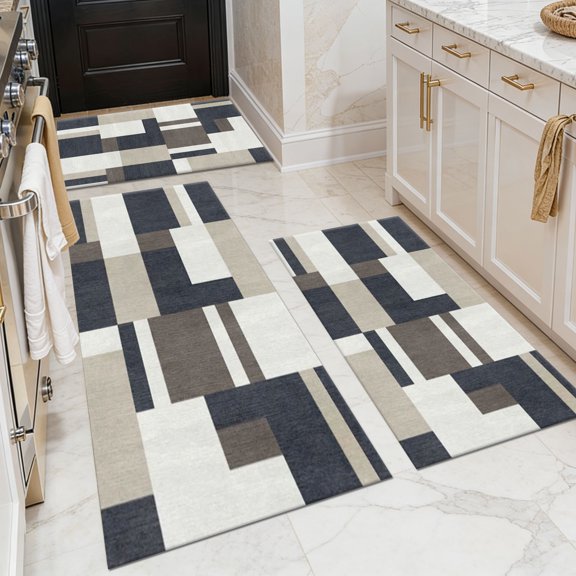 BlueDreamer Kitchen Rug Set 3 Piece, Non Slip Machine Washable Mats for Home Floor and Living Room