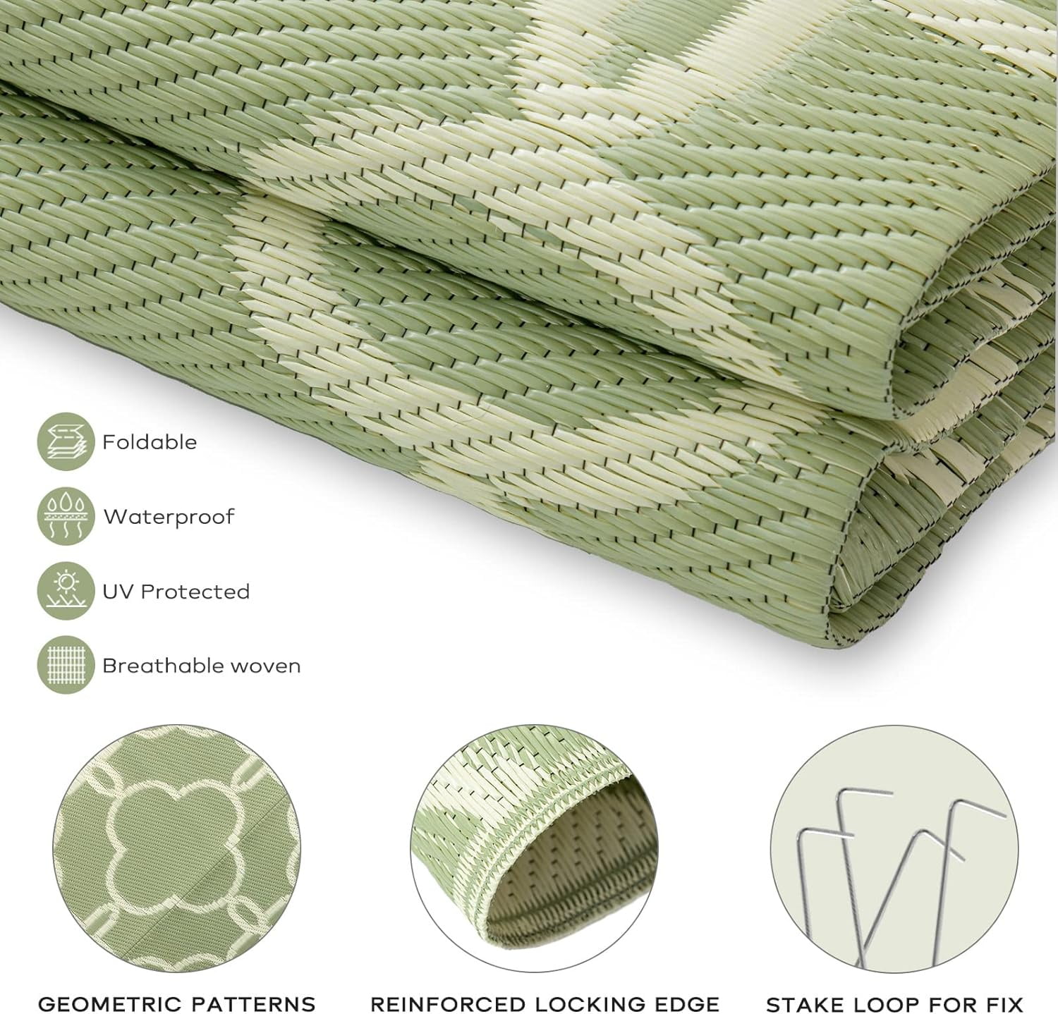 Waterproof Outdoor Patio Rug - Reversible Plastic Straw Camping Mat with Carrying Bag - Ideal for RV, Picnic, Backyard, Indoor Use - Durable & Easy-Clean Design, 5 x 8 ft, Light Coffee, 1 Pack