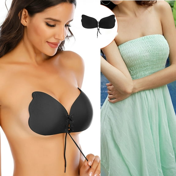 Mascarry Strapless Sticky Bra Backless Bra Invisible Silicone Bras Push up Bra for Women, Beige