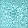 thumbnail image 1 of Ahgly Company Indoor Square Medallion Light Blue Traditional Area Rugs, 7' Square, 1 of 4