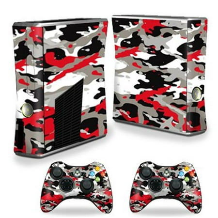 MightySkins XBOX360S-Red Camo Skin Decal Wrap for Xbox 360 S Slim Plus 2 Controllers - Red Camo Each Microsoft Xbox 360 S Slim Skin kit is printed with super-high resolution graphics with a ultra finish. All skins are protected with MightyShield. This laminate protects from scratching  fading  peeling and most importantly leaves no sticky mess guaranteed. Our patented advanced air-release vinyl guarantees a perfect installation everytime. When you are ready to change your skin removal is a snap  no sticky mess or gooey residue for over 4 years. This is a 8 piece vinyl skin kit. It covers the Microsoft Xbox 360 S Slim console and 2 controllers. You can t go wrong with a MightySkin. Features Skin Decal Wrap for Xbox 360 S Slim Plus 2 Controllers Microsoft Xbox 360 S decal skin Microsoft Xbox 360 S case Red gray Camos Paintballing hunting army navy airforce Microsoft Xbox 360 S skin Microsoft Xbox 360 S cover Microsoft Xbox 360 S decal Add style to your Microsoft Xbox 360 S Slim Quick and easy to apply Protect your Microsoft Xbox 360 S Slim from dings and scratchesSpecifications Design: Red Camo Compatible Brand: Microsoft Compatible Model: Xbox 360 Slim Console - SKU: VSNS73417
