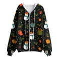 thumbnail image 7 of idosla Zip Up Christmas Hoodie Women Oversized Hoodie Casual Long Sleeve Graphic Jackets with Pockets Zipper Drawstring (Black, XXL), 7 of 7