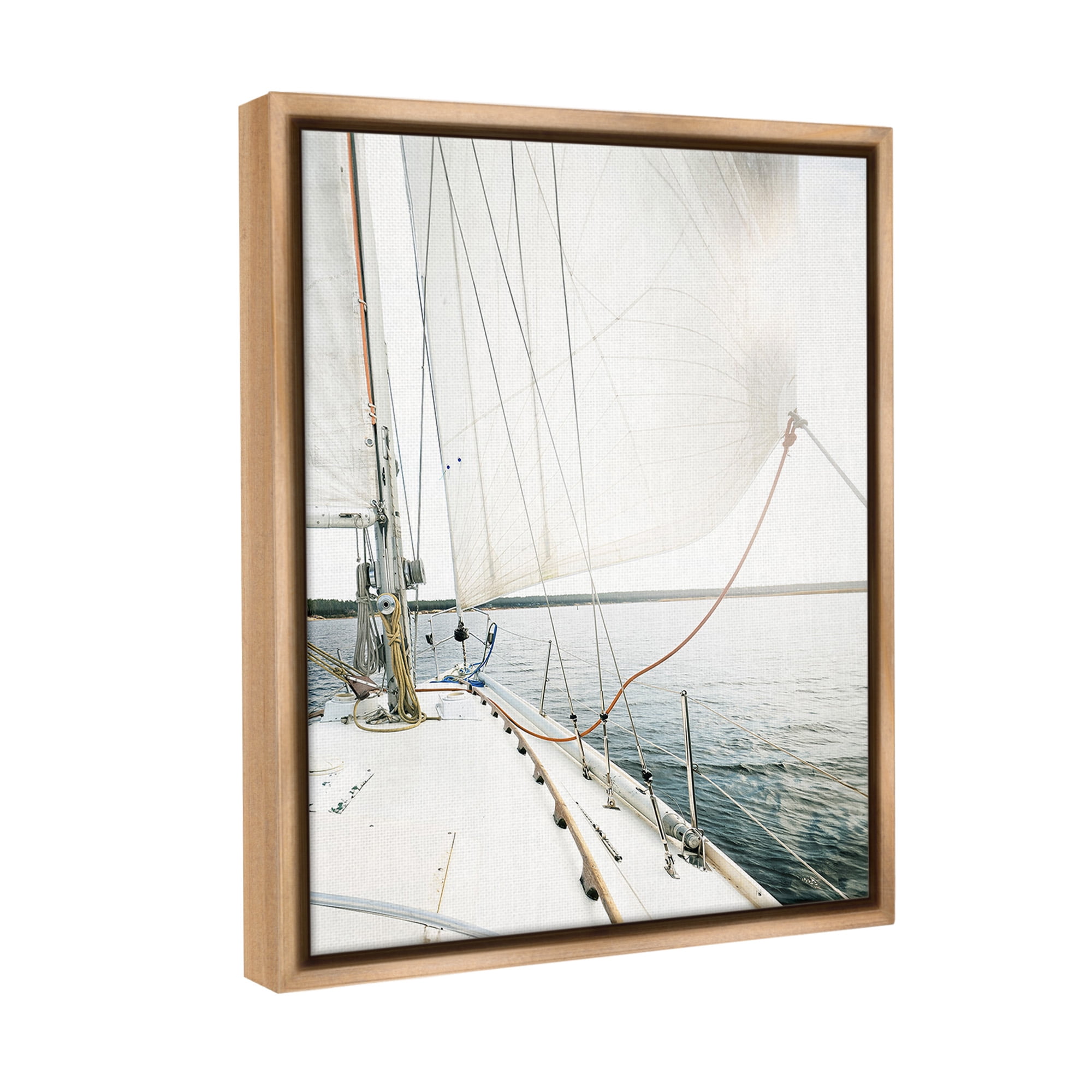 Stupell Industries Nautical Boat Mast View Transportation Photography Brown Floater Framed Canvas Art Print Wall Art, 17 x 21