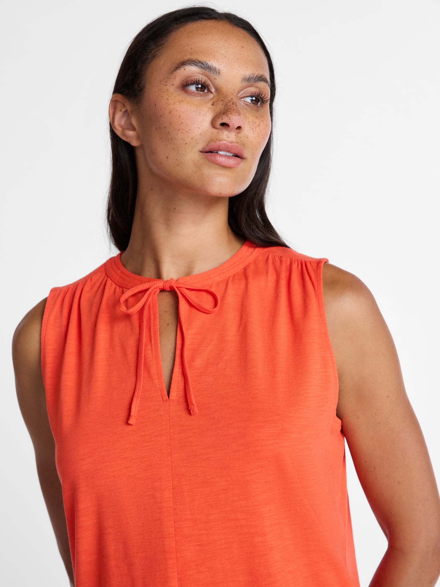 Time and Tru Women’s Tie Front Sleeveless Top, Sizes XS-XXXL