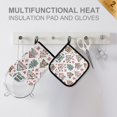 thumbnail image 4 of Yayeee Oven Mitts and Pot Holder Set of 2 Heat Resistant Kitchen Gloves Baking Hot Pad, Beige Nordic Christmas House, 4 of 5