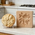 thumbnail image 4 of VMWMSSR Wooden Cookie Molds Biscuit Carved Wooden Mould Kitchen Diy Cookie Stamps Cookie Cutter Funny 3D Press Embossing Mold Flower Pattern Baking Tool For Valentine B-10cm x 10cm x 2cm, 4 of 5