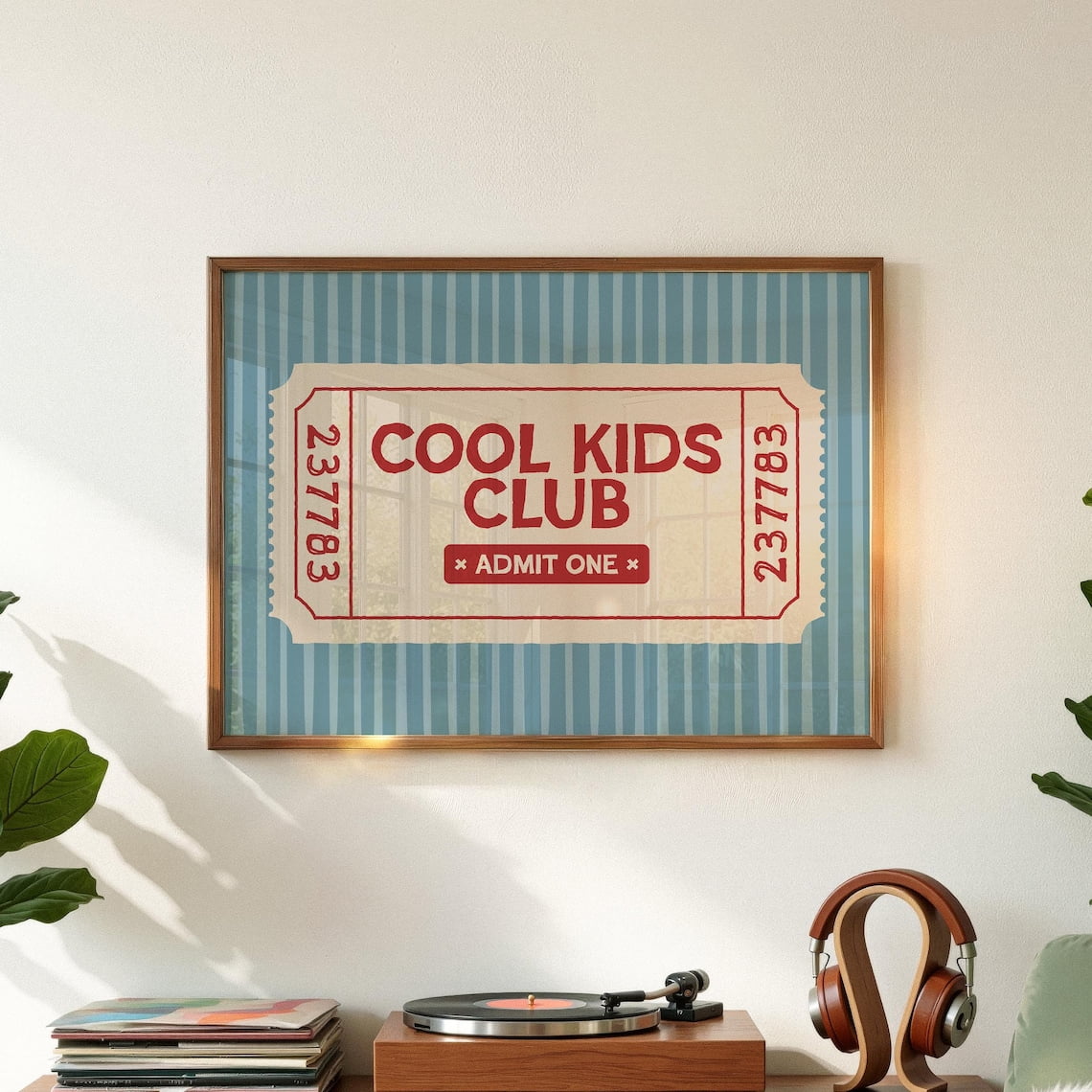 Cool Club Print Playroom Wall Art Toddler Room Decor Ticket Stub