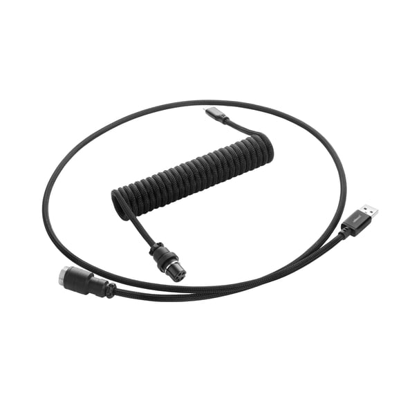 CableMod Pro Coiled Keyboard Cable (Midnight Black, USB A to USB Type C, 150cm)